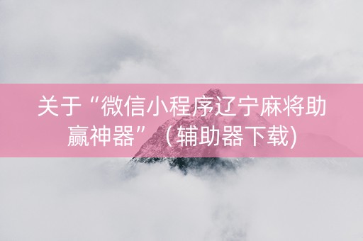 关于“微信小程序辽宁麻将助赢神器”（辅助器下载)