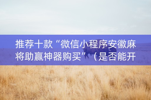 推荐十款“微信小程序安徽麻将助赢神器购买”（是否能开挂)