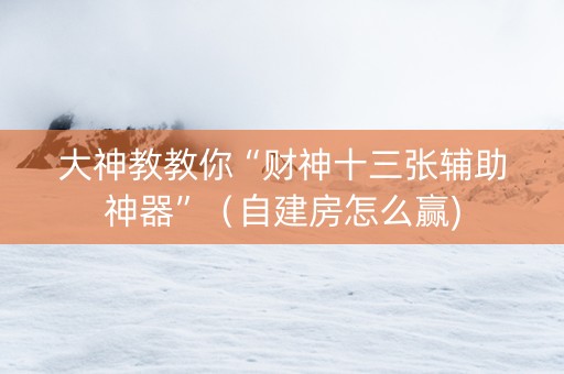 大神教教你“财神十三张辅助神器”（自建房怎么赢)