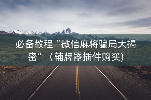 必备教程“微信麻将骗局大揭密”（辅牌器插件购买)