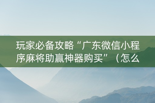 玩家必备攻略“广东微信小程序麻将助赢神器购买”（怎么设置才能赢)