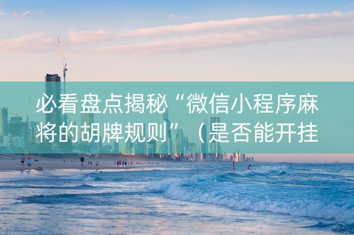 必看盘点揭秘“微信小程序麻将的胡牌规则”（是否能开挂)