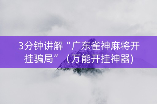 3分钟讲解“广东雀神麻将开挂骗局”（万能开挂神器)