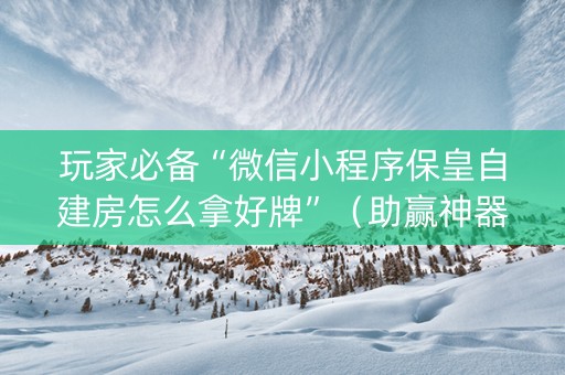 玩家必备“微信小程序保皇自建房怎么拿好牌”（助赢神器购买)