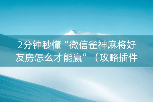 2分钟秒懂“微信雀神麻将好友房怎么才能赢”（攻略插件)