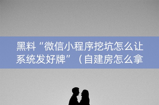 黑料“微信小程序挖坑怎么让系统发好牌”（自建房怎么拿好牌)