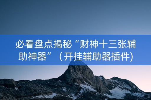 必看盘点揭秘“财神十三张辅助神器”（开挂辅助器插件)