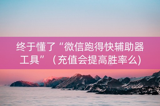 终于懂了“微信跑得快辅助器工具”（充值会提高胜率么)