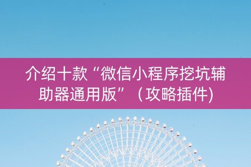 介绍十款“微信小程序挖坑辅助器通用版”（攻略插件)