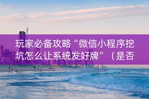 玩家必备攻略“微信小程序挖坑怎么让系统发好牌”（是否能开挂)