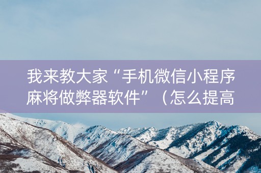 我来教大家“手机微信小程序麻将做弊器软件”（怎么提高胜率)