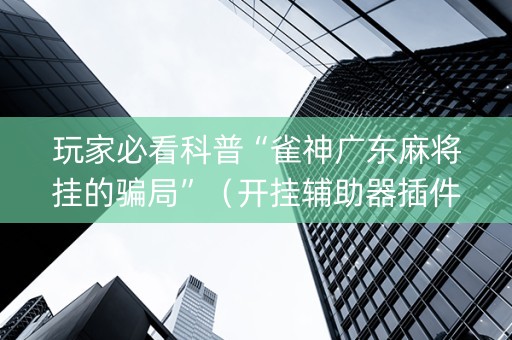 玩家必看科普“雀神广东麻将挂的骗局”（开挂辅助器插件)