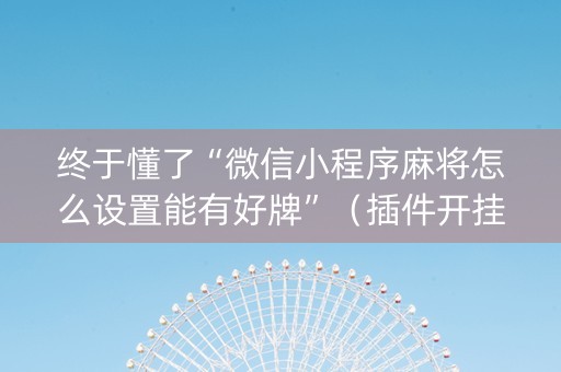 终于懂了“微信小程序麻将怎么设置能有好牌”（插件开挂免费AI)