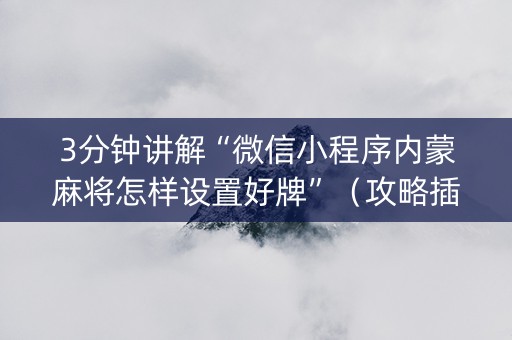 3分钟讲解“微信小程序内蒙麻将怎样设置好牌”（攻略插件)