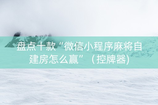盘点十款“微信小程序麻将自建房怎么赢”（控牌器)