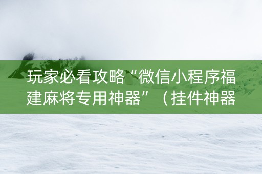 玩家必看攻略“微信小程序福建麻将专用神器”（挂件神器)