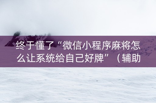 终于懂了“微信小程序麻将怎么让系统给自己好牌”（辅助挂发牌规律)