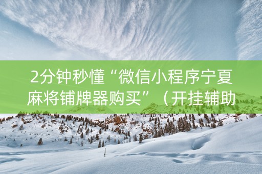 2分钟秒懂“微信小程序宁夏麻将铺牌器购买”（开挂辅助器脚本)