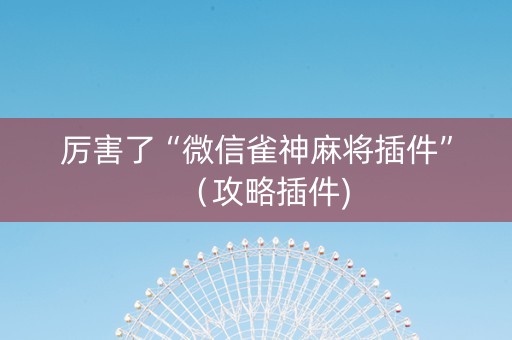 厉害了“微信雀神麻将插件”（攻略插件)