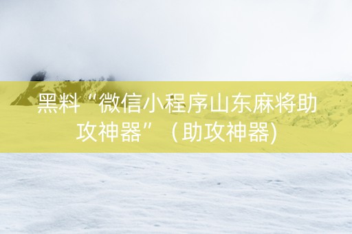 黑料“微信小程序山东麻将助攻神器”（助攻神器)