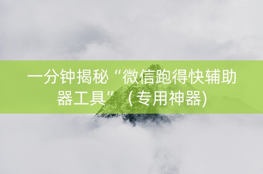 一分钟揭秘“微信跑得快辅助器工具”（专用神器)