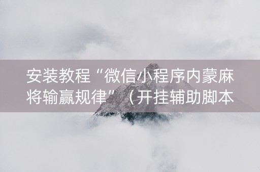 安装教程“微信小程序内蒙麻将输赢规律”（开挂辅助脚本)