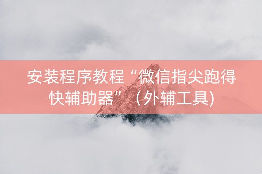 安装程序教程“微信指尖跑得快辅助器”（外辅工具)