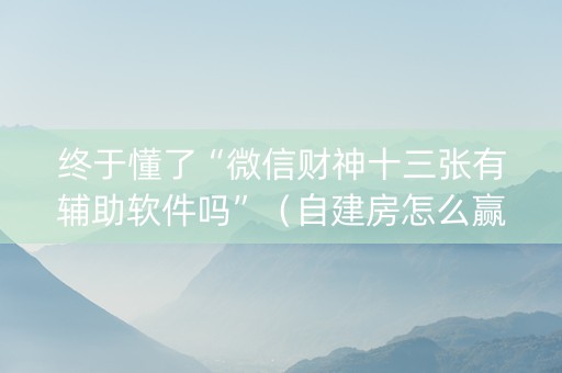 终于懂了“微信财神十三张有辅助软件吗”（自建房怎么赢)