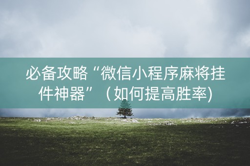 必备攻略“微信小程序麻将挂件神器”（如何提高胜率)