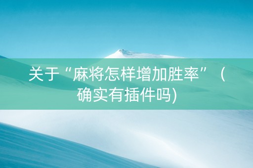 关于“麻将怎样增加胜率”（确实有插件吗)