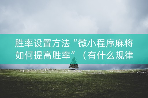 胜率设置方法“微小程序麻将如何提高胜率”（有什么规律)