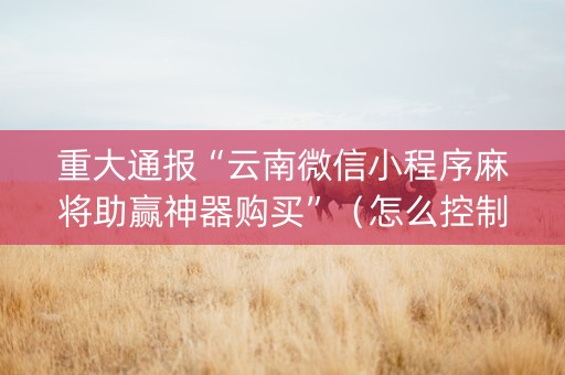 重大通报“云南微信小程序麻将助赢神器购买”（怎么控制输赢)