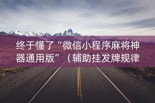 终于懂了“微信小程序麻将神器通用版”（辅助挂发牌规律)