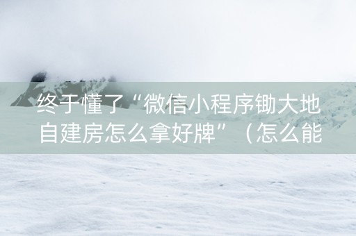 终于懂了“微信小程序锄大地自建房怎么拿好牌”（怎么能得到好牌)