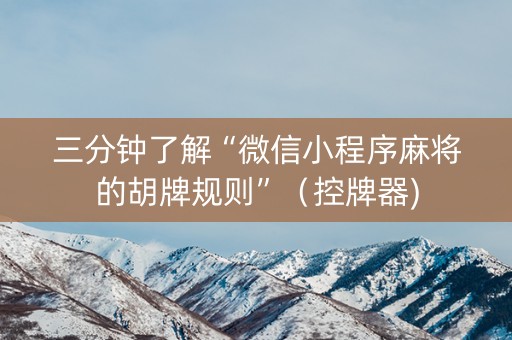 三分钟了解“微信小程序麻将的胡牌规则”（控牌器)