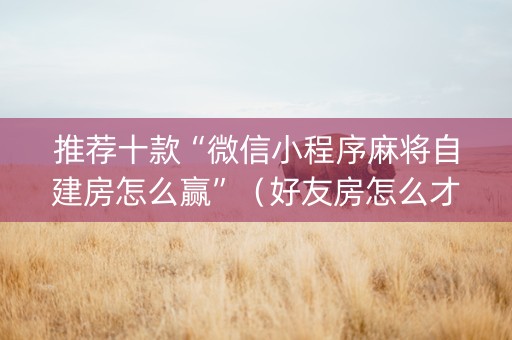 推荐十款“微信小程序麻将自建房怎么赢”（好友房怎么才能赢)