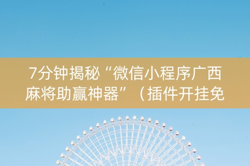 7分钟揭秘“微信小程序广西麻将助赢神器”（插件开挂免费AI)