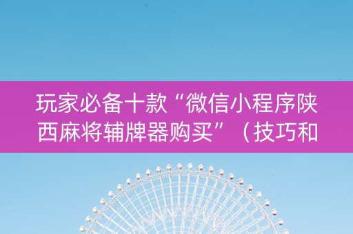 玩家必备十款“微信小程序陕西麻将辅牌器购买”（技巧和打好牌方法)