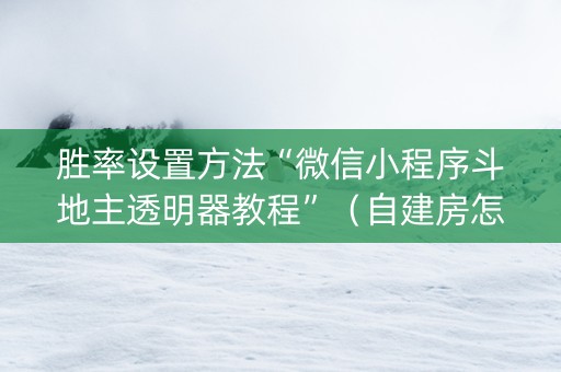 胜率设置方法“微信小程序斗地主透明器教程”（自建房怎么赢)