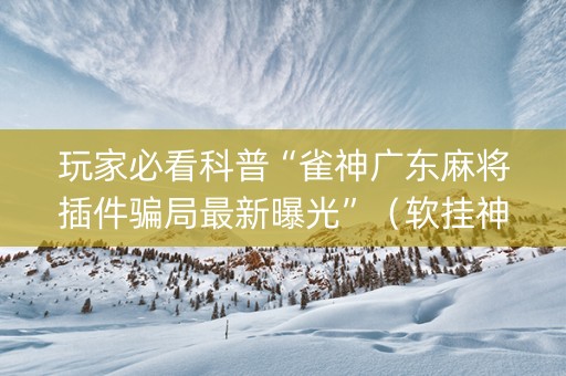玩家必看科普“雀神广东麻将插件骗局最新曝光”（软挂神器)