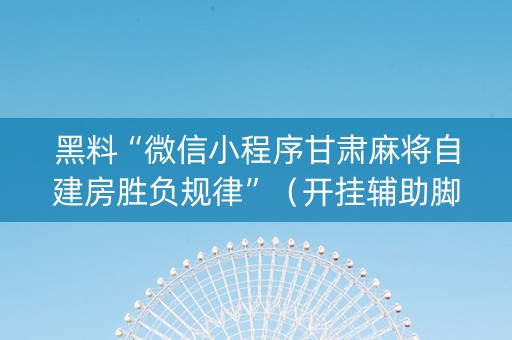黑料“微信小程序甘肃麻将自建房胜负规律”（开挂辅助脚本)