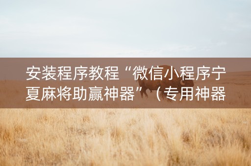 安装程序教程“微信小程序宁夏麻将助赢神器”（专用神器下载)