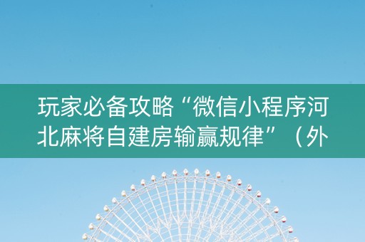 玩家必备攻略“微信小程序河北麻将自建房输赢规律”（外辅工具)