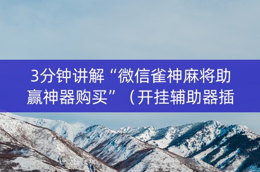 3分钟讲解“微信雀神麻将助赢神器购买”（开挂辅助器插件)