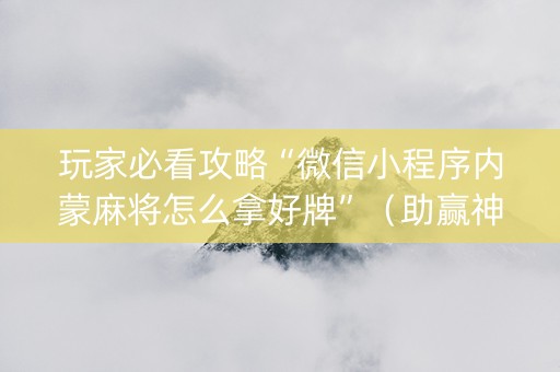 玩家必看攻略“微信小程序内蒙麻将怎么拿好牌”（助赢神器)