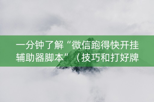 一分钟了解“微信跑得快开挂辅助器脚本”（技巧和打好牌方法)