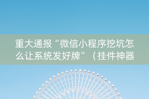重大通报“微信小程序挖坑怎么让系统发好牌”（挂件神器)