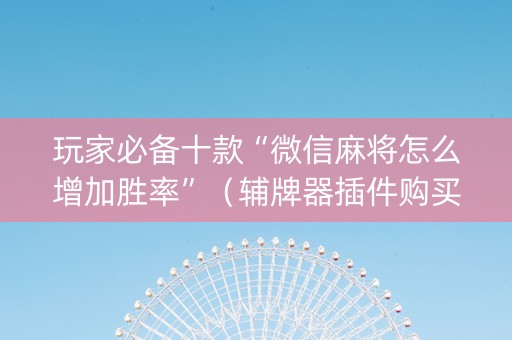 玩家必备十款“微信麻将怎么增加胜率”（辅牌器插件购买)