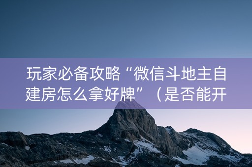 玩家必备攻略“微信斗地主自建房怎么拿好牌”（是否能开挂)