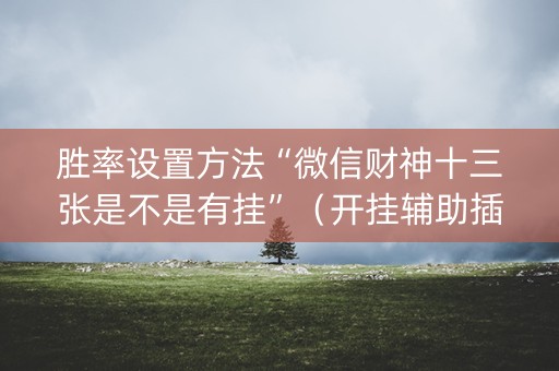 胜率设置方法“微信财神十三张是不是有挂”（开挂辅助插件)